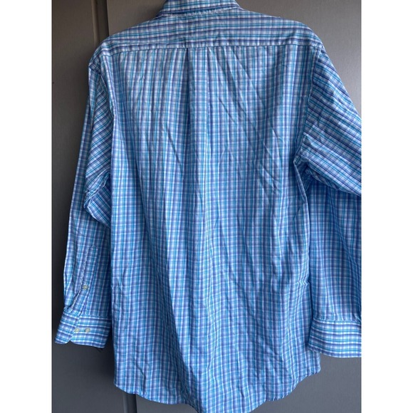 CHAPS Men's M Dress Shirt Checkered Classic Fit Long Sleeve Twill Easy Care - Picture 4 of 7